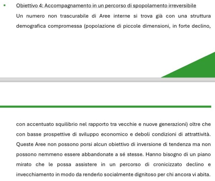 Obiettivo 4 | Paragrafo del Piano nazionale per le aree interne per l’accompagnamento in un percorso di spopolamento irreversibile di alcune aree interne del Paese